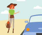 Hitch Hiker Vector Illustration