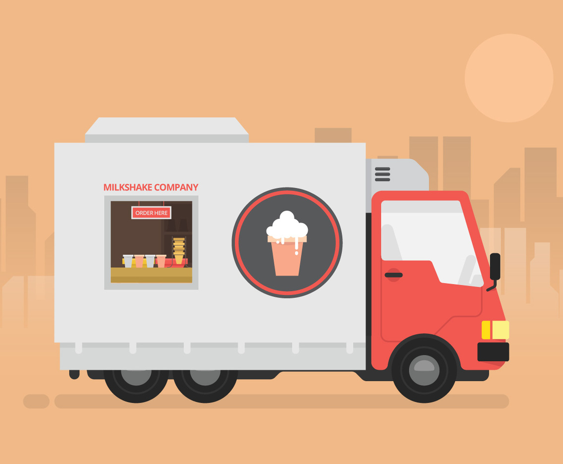 Milkshake truck cafe logo or illustration