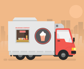Milkshake truck cafe logo or illustration