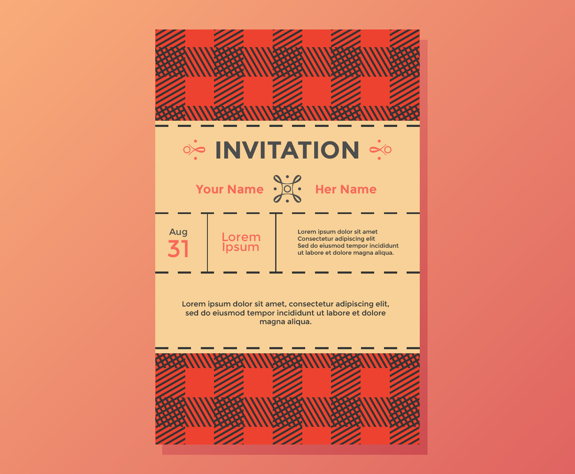 Buffalo Plaid Invitation Vector