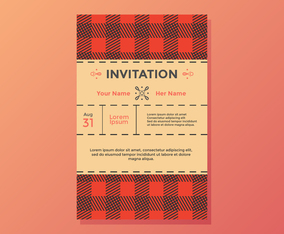 Buffalo Plaid Invitation Vector