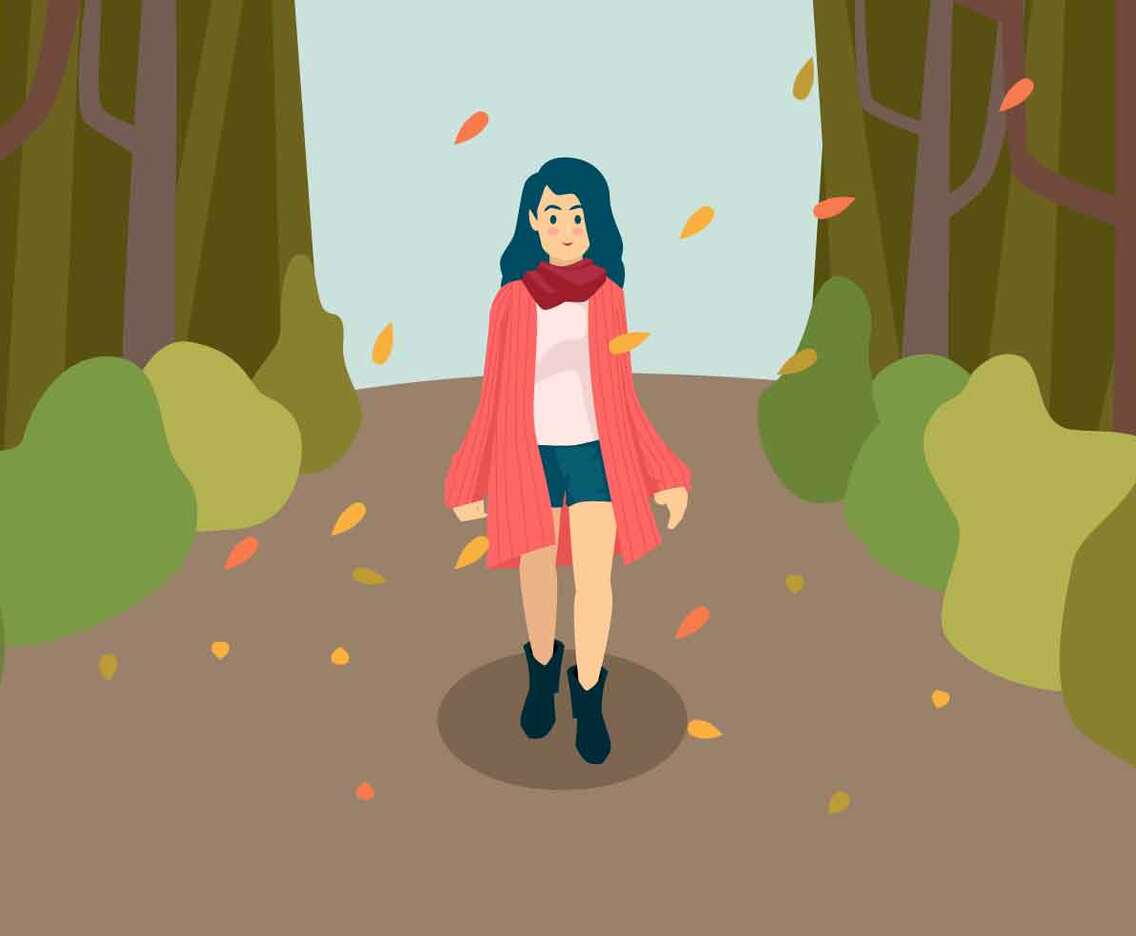 Girl In Fall Fashion Vector Illustration