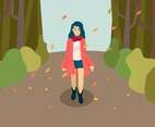 Girl In Fall Fashion Vector Illustration