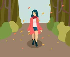 Girl In Fall Fashion Vector Illustration