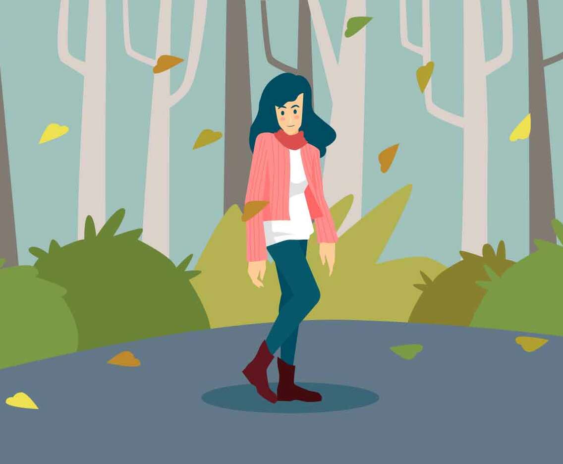 Girl In Fall Fashion Vector Illustration