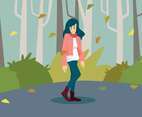 Girl In Fall Fashion Vector Illustration