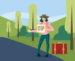Hitch Hiker Vector Illustration