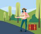 Hitch Hiker Vector Illustration