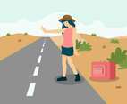 Hitch Hiker Vector Illustration