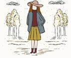Girl In Fall Fashion Vector
