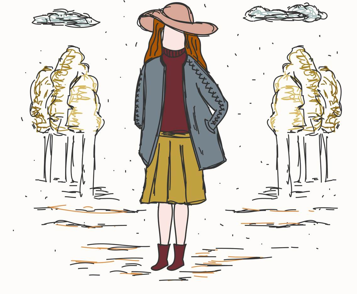 Girl In Fall Fashion Vector
