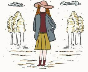 Girl In Fall Fashion Vector