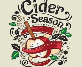 Doodle Illustration with Hot Drink Apple Cider