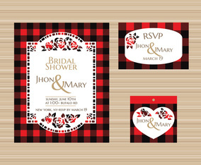 Beautiful Bridal Shower Invitation Template with Bufallo Plaid Theme