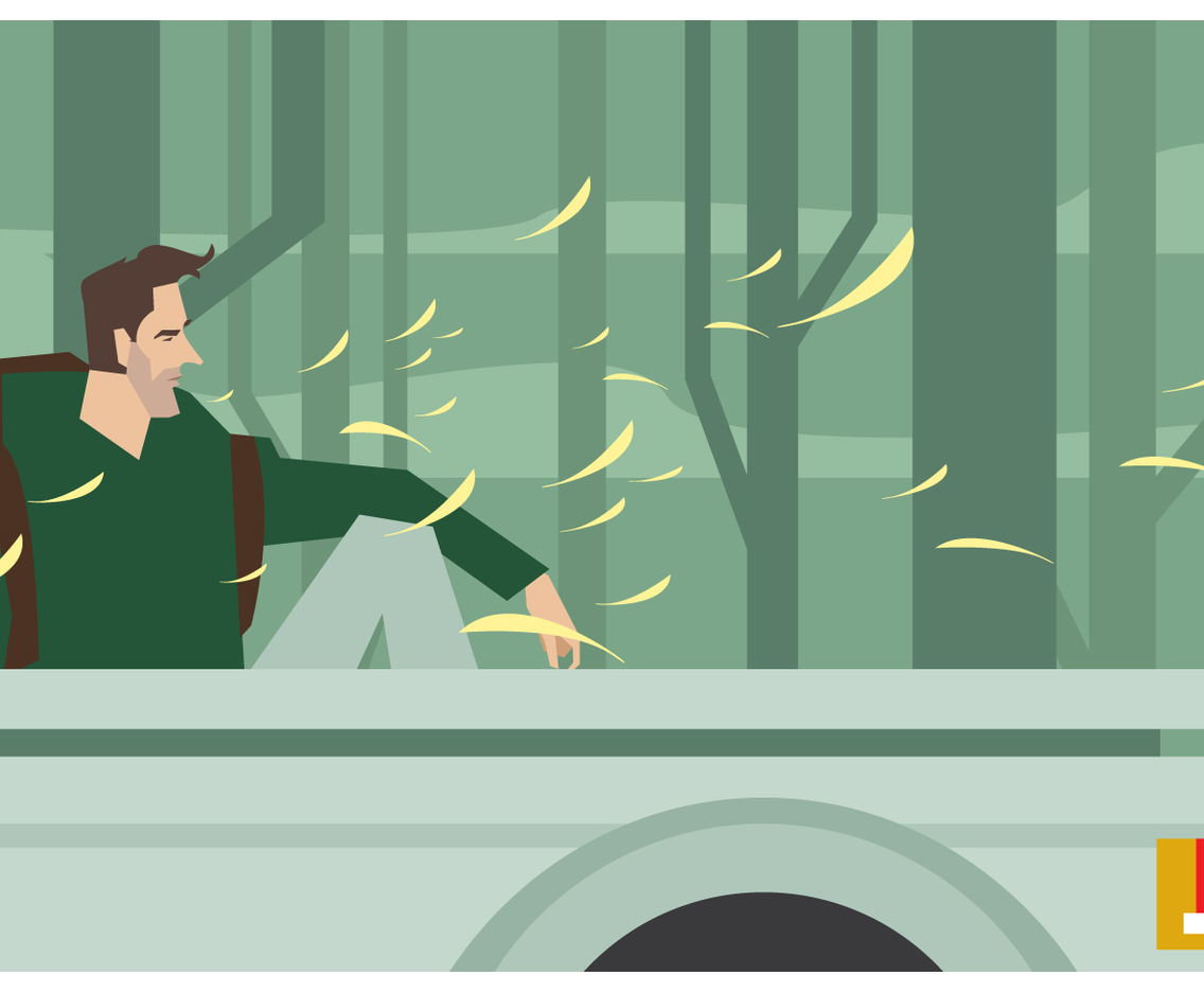 Hitch Hiker in The Van Vector