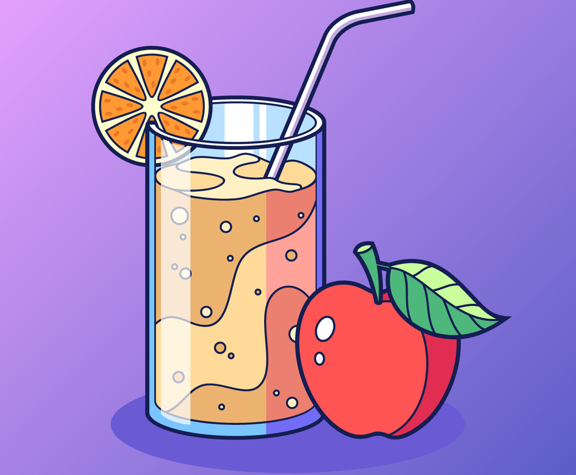 A Glass Of Apple Cider Slush With Slice Of Lemon Vector