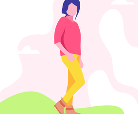 Woman in Fall Boots Illustration