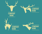 Set of Stag Heads Logogram and Logotype design elements