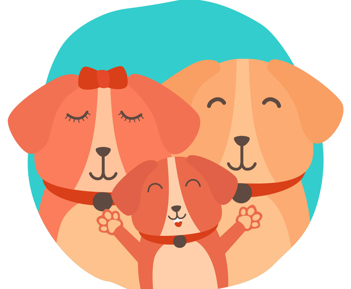 Dog Family Vector Illustration