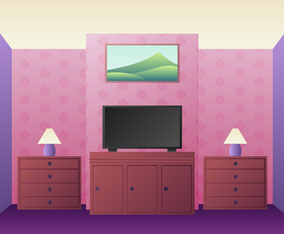Realistic TV Room Design Elements Vector