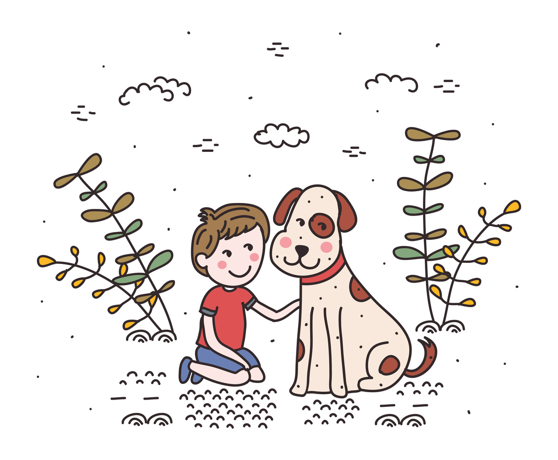 Boy And His Dog Vector