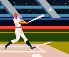 Player Playing At Baseball Park