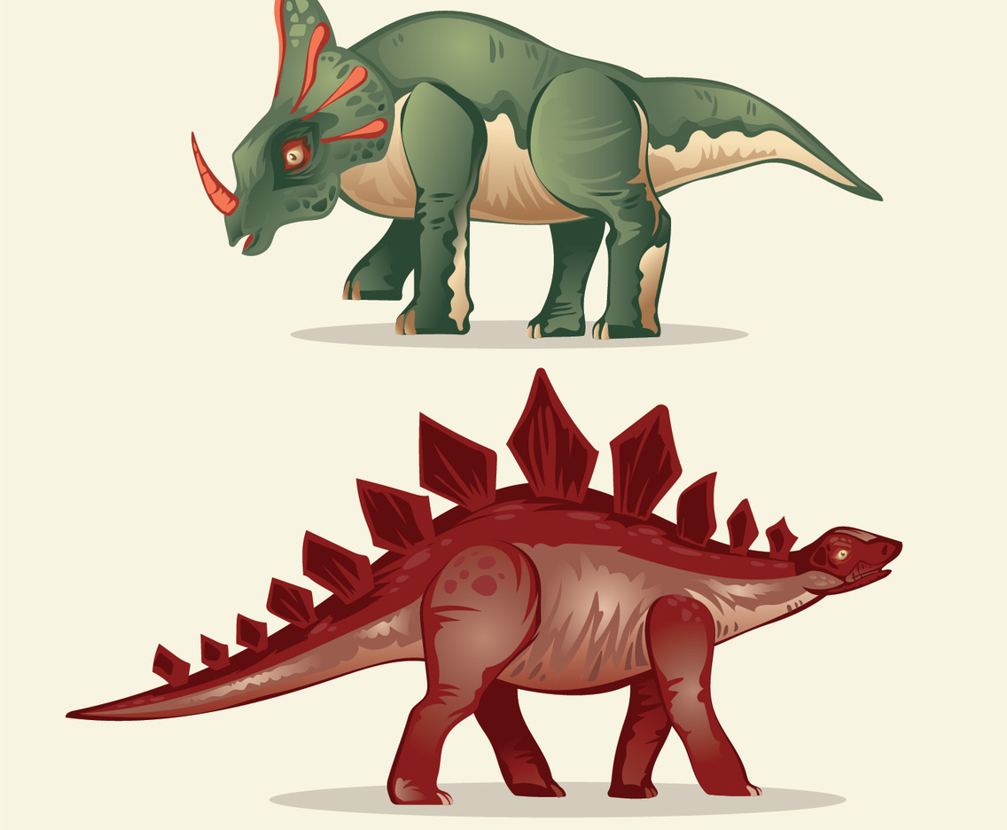 Set of Dinosaur. Stegosaurus and Styracosaurus