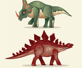Set of Dinosaur. Stegosaurus and Styracosaurus