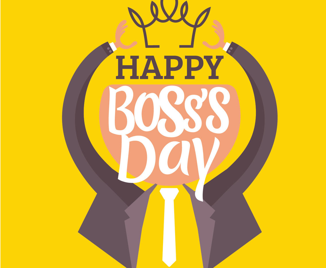 Vector illustration of a Flat Human with Tie. Reach the Crown for Boss's Day