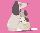 Happy Dog Family Together Mother and Baby