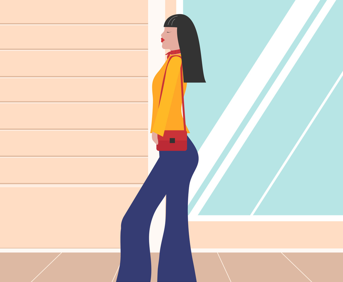 Girl In Bell Bottom Vector