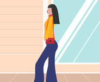 Girl In Bell Bottom Vector