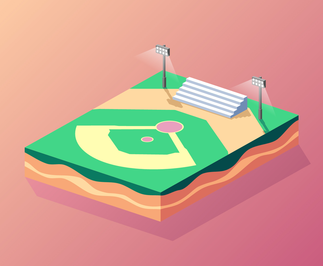 Isometric Baseball Park Vector