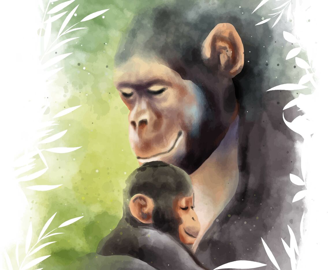 Animal Mom And Baby Watercolor