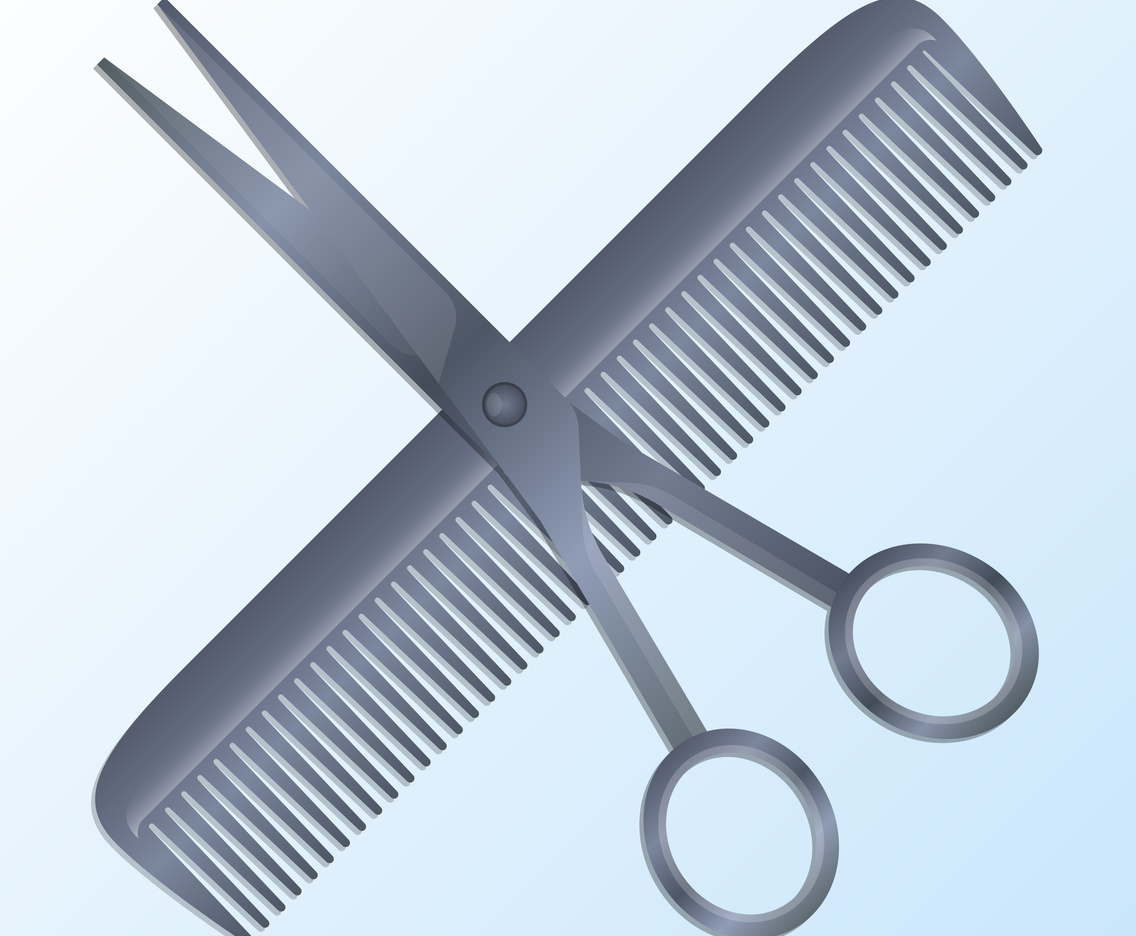Vector Realistic Scissors And Comb Barbershop Concept