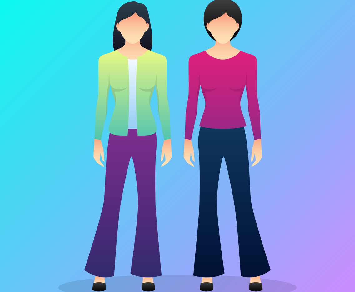 Hippie Women In Bell-bottomed Pants Dancing Disco