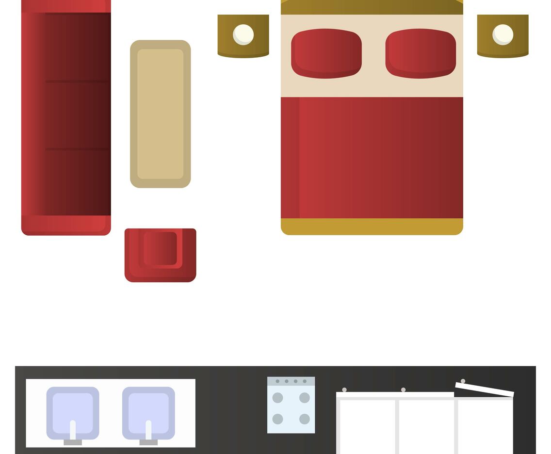 Realistic Interior Design Elements Vector