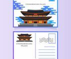 Flat Gyeongbokgung Palace Postcard Vector Illustration