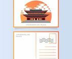 Flat Gyeongbokgung Palace Postcard Vector Illustration