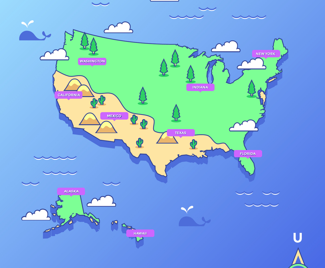 United States Landmark Map Vector