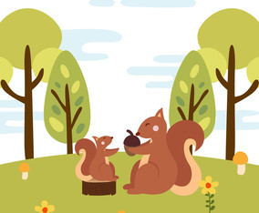 Animal Mom and Baby Vector Illustration