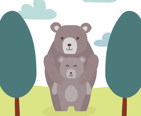 Animal Mom and Baby Vector Illustration
