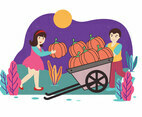 Kids with Pumpkins Vector