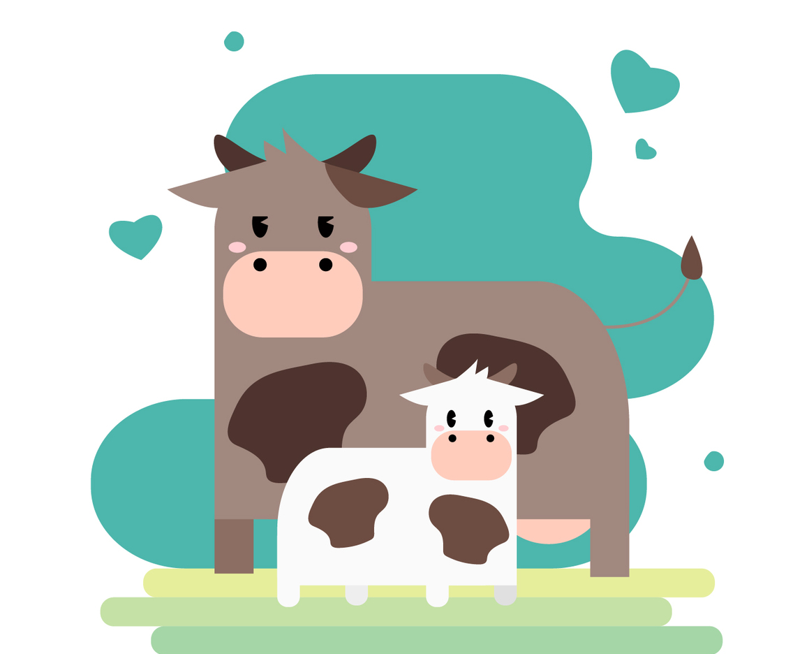 Adorable Cow Mother And Cub