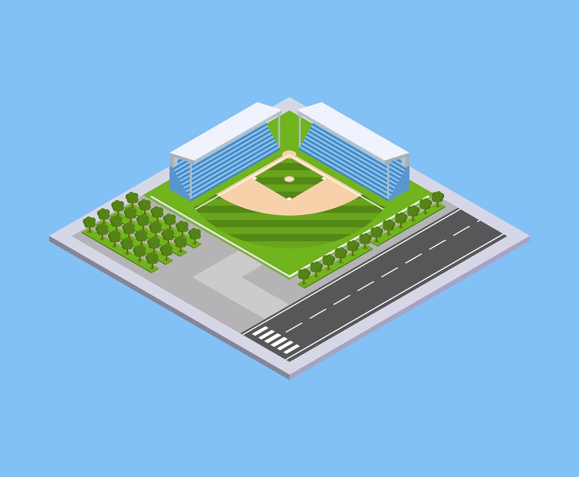 Baseball Field Isometric Vector