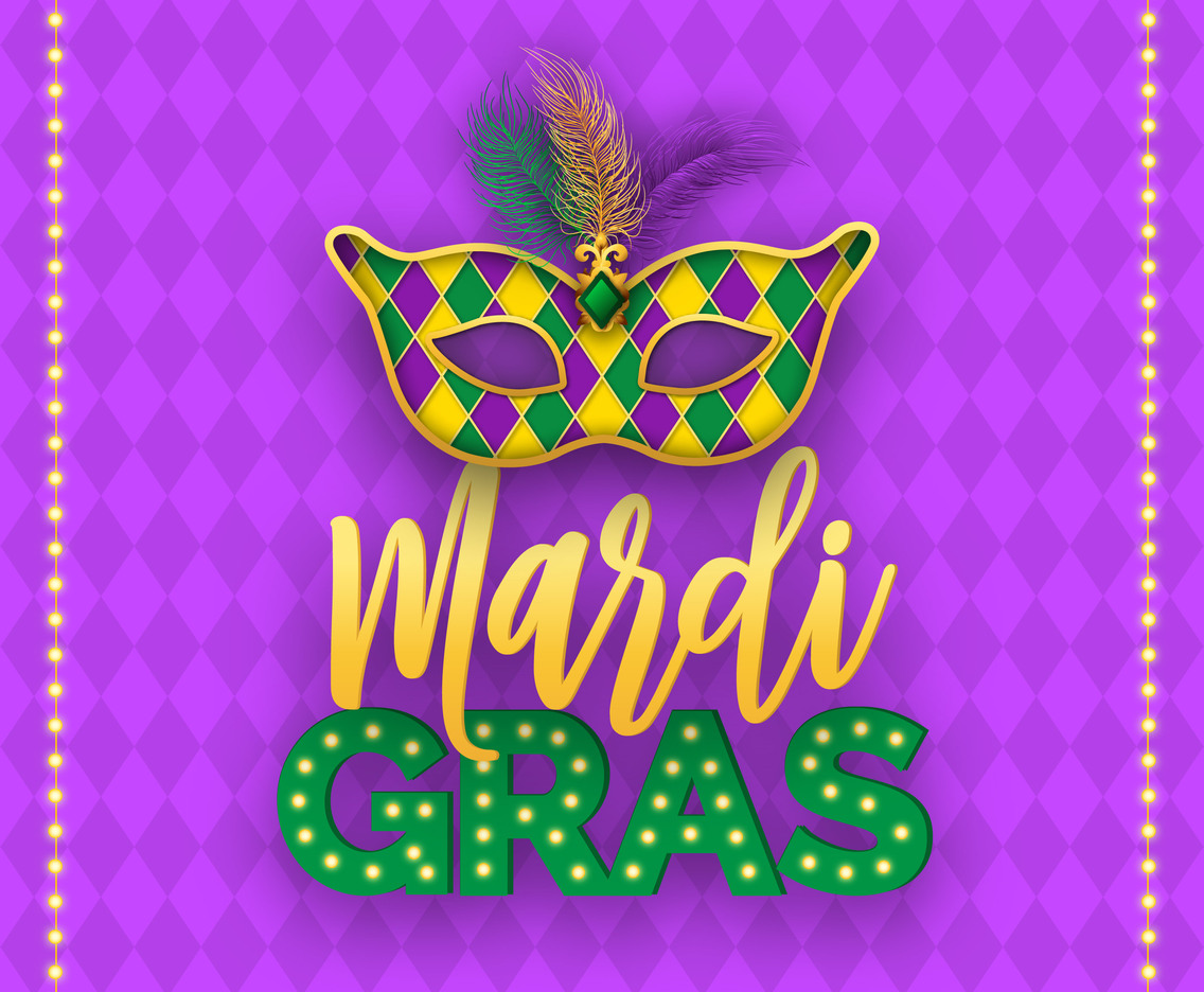 Mardi Gras Carnival Mask And Lettering Vector Design