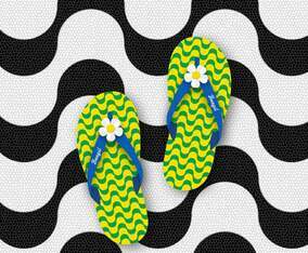 Brazil Flip Flops Isolated On Copacabana Beach Sidewalk Mosaic Pattern