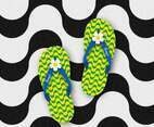 Brazil Flip Flops Isolated On Copacabana Beach Sidewalk Mosaic Pattern