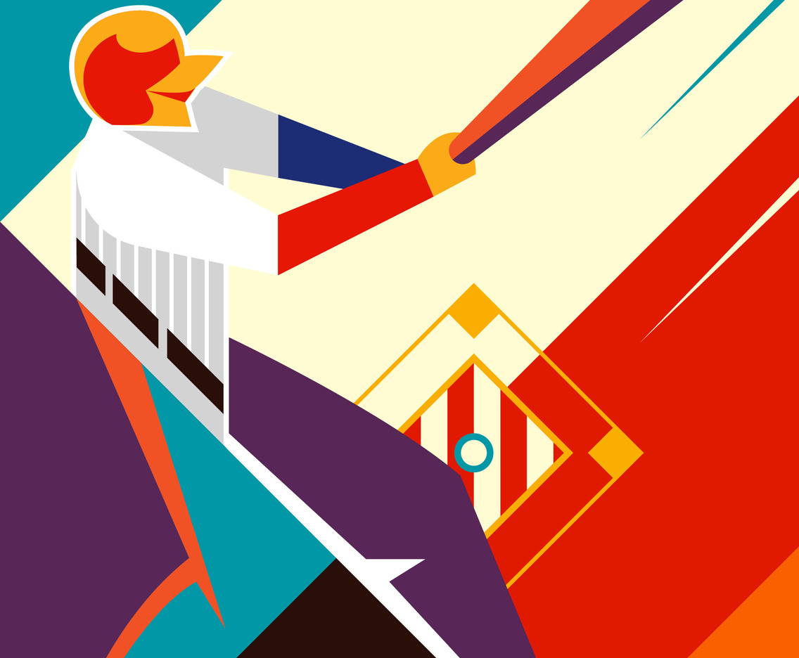 Baseball Park With Player Illustration