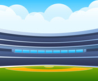 Baseball Field With Bright Stadium Vector Illustration
